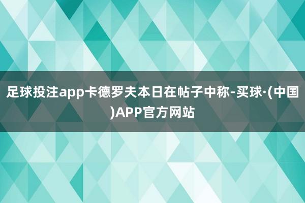 足球投注app卡德罗夫本日在帖子中称-买球·(中国)APP官方网站