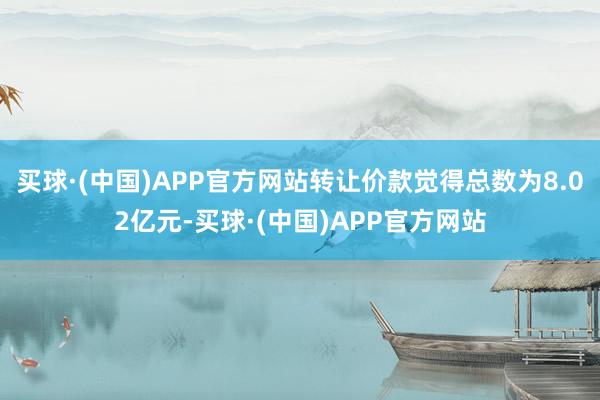 买球·(中国)APP官方网站转让价款觉得总数为8.02亿元-买球·(中国)APP官方网站