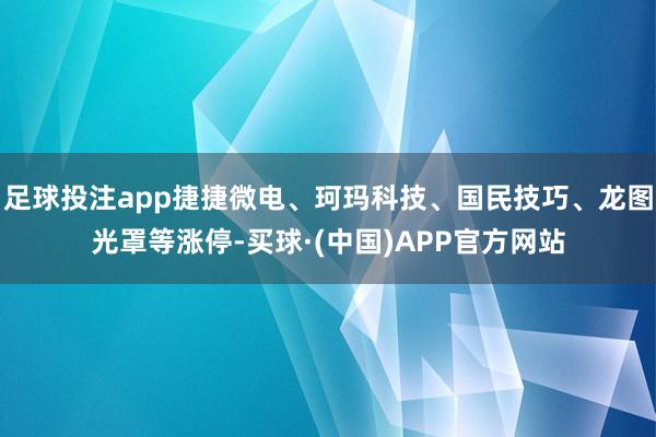 足球投注app捷捷微电、珂玛科技、国民技巧、龙图光罩等涨停-买球·(中国)APP官方网站