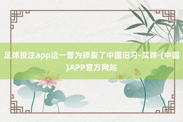 足球投注app这一瞥为碎裂了中国旧习-买球·(中国)APP官方网站