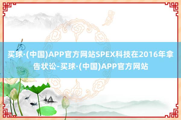 买球·(中国)APP官方网站SPEX科技在2016年拿告状讼-买球·(中国)APP官方网站