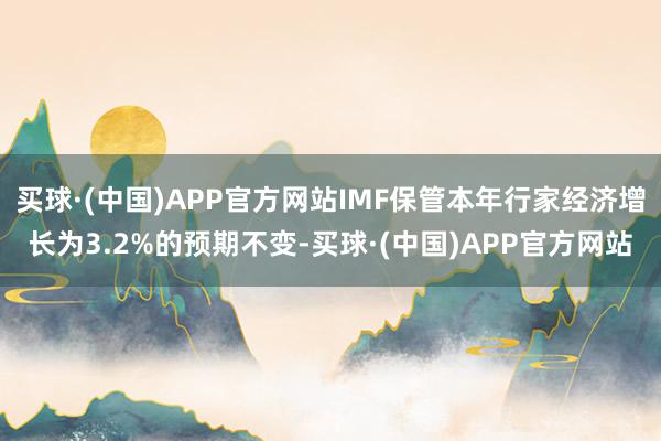 买球·(中国)APP官方网站IMF保管本年行家经济增长为3.2%的预期不变-买球·(中国)APP官方网站