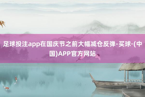 足球投注app在国庆节之前大幅减仓反弹-买球·(中国)APP官方网站