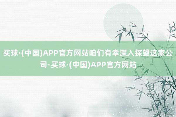 买球·(中国)APP官方网站咱们有幸深入探望这家公司-买球·(中国)APP官方网站