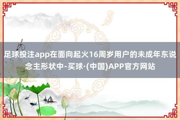 足球投注app在面向起火16周岁用户的未成年东说念主形状中-买球·(中国)APP官方网站