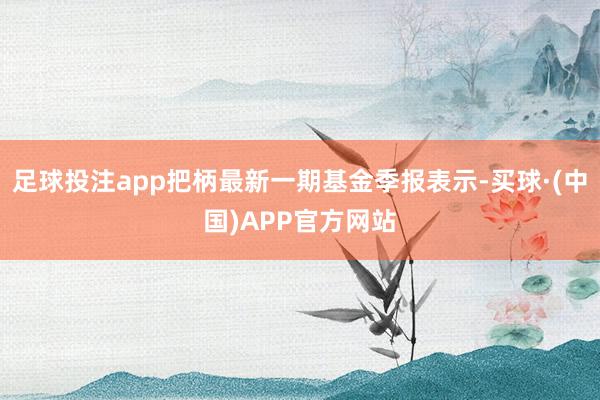 足球投注app把柄最新一期基金季报表示-买球·(中国)APP官方网站