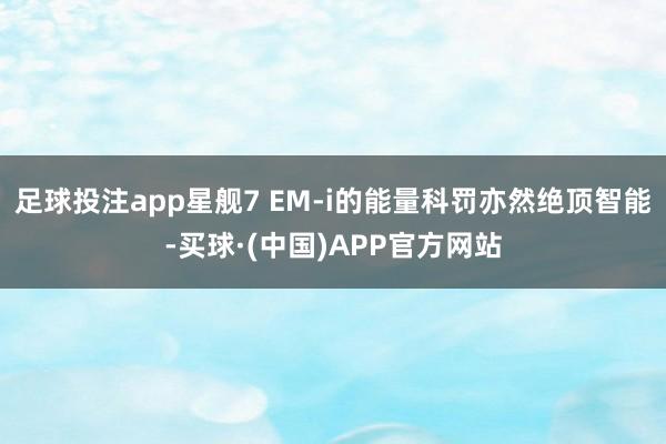 足球投注app星舰7 EM-i的能量科罚亦然绝顶智能-买球·(中国)APP官方网站