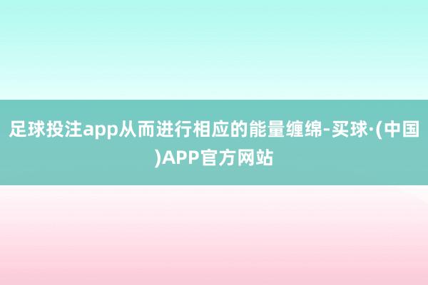 足球投注app从而进行相应的能量缠绵-买球·(中国)APP官方网站