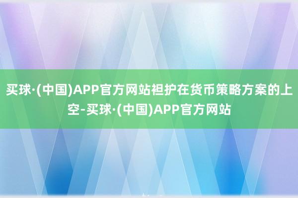 买球·(中国)APP官方网站袒护在货币策略方案的上空-买球·(中国)APP官方网站