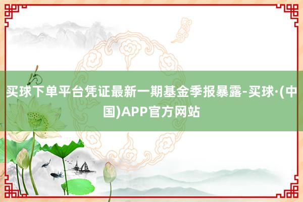 买球下单平台凭证最新一期基金季报暴露-买球·(中国)APP官方网站