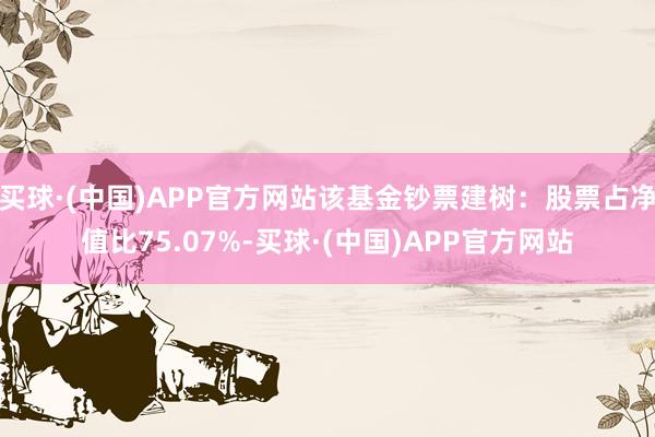 买球·(中国)APP官方网站该基金钞票建树：股票占净值比75.07%-买球·(中国)APP官方网站