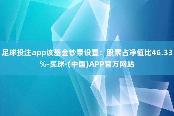 足球投注app该基金钞票设置：股票占净值比46.33%-买球·(中国)APP官方网站