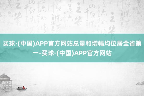 买球·(中国)APP官方网站总量和增幅均位居全省第一-买球·(中国)APP官方网站