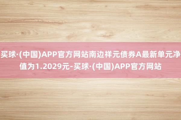 买球·(中国)APP官方网站南边祥元债券A最新单元净值为1.2029元-买球·(中国)APP官方网站