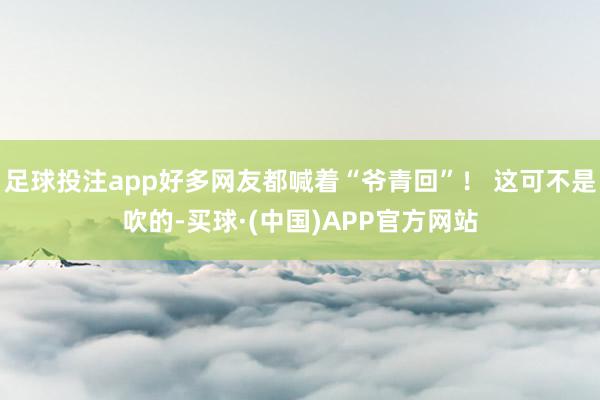 足球投注app好多网友都喊着“爷青回”！ 这可不是吹的-买球·(中国)APP官方网站