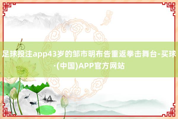 足球投注app43岁的邹市明布告重返拳击舞台-买球·(中国)APP官方网站